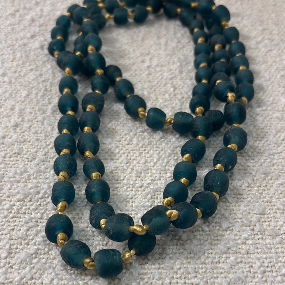 Elegant Blue/Green and Gold Beaded Necklace